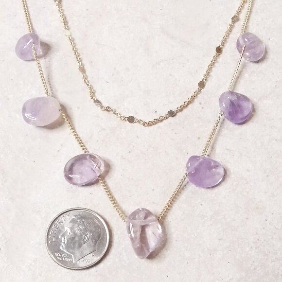Ametrine Nugget - Layered Necklace - Dainty Gold Necklace - Semi-Precious Stones - Picture 8 of 9